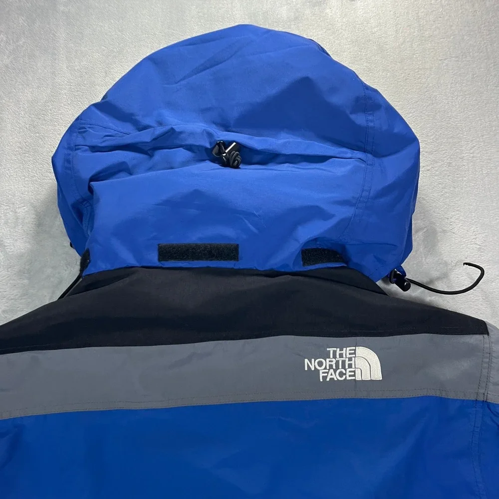 The North Face Rain Jacket Mens Large Blue Good Gore-Tex Packable Hood Full Zip